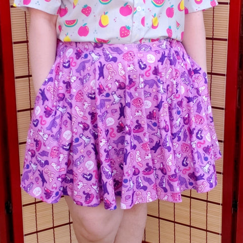 Kitty Cat Skater Skirt with Pockets