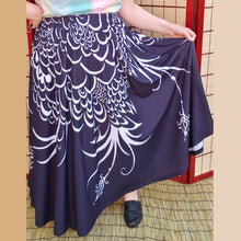 COLLAB: Vetiverfox Black & White Peacock Maxi Skirt with Pockets