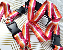 Lesbian Sparkle Pride Lanyard - 5 Stripe Version
