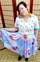 COLLAB: deersprouts Watercolor Peacocks Midi Skirt with Pockets