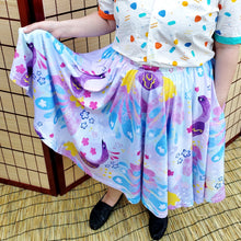 COLLAB: deersprouts Watercolor Peacocks Midi Skirt with Pockets