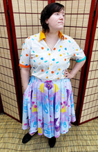 COLLAB: deersprouts Watercolor Peacocks Midi Skirt with Pockets