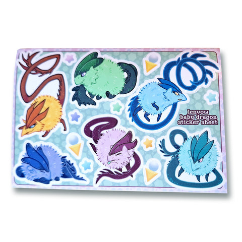 Fluffy Baby Dragons Sticker Sheet