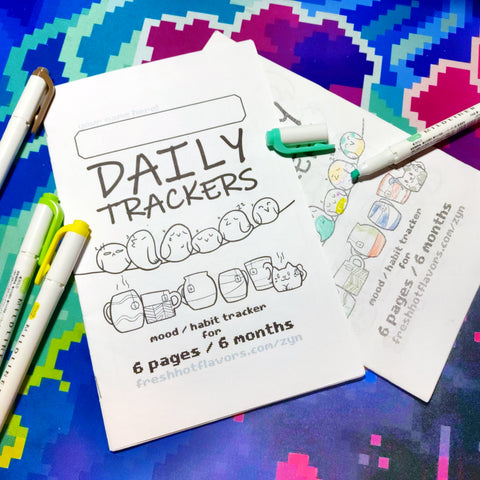 Daily Habit Trackers Zine - Small Coloring Book