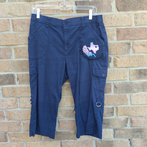 Trans Texas & Blubonnet Upcycle - Capri Pants Navy