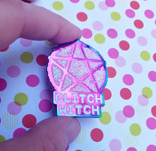 Glitch Witch Pin - Rainbow Metal & Glitter Enamel Pin