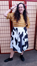 Cow Print (Black & White) Midi Skirt With Pockets