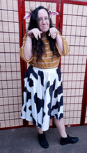 Cow Print (Black & White) Midi Skirt With Pockets
