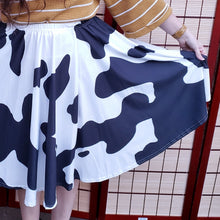 Cow Print (Black & White) Midi Skirt With Pockets