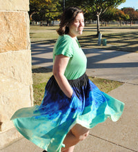 Pixel Tides Midi Skirt With Pockets
