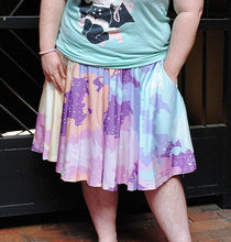 Pastel Pixel Nebula Skater Skirt with Pockets