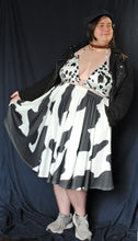 Cow Print (Black & White) Midi Skirt With Pockets