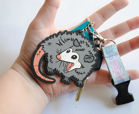 Screaming Opossum PVC Keychain