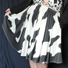 Cow Print (Black & White) Midi Skirt With Pockets